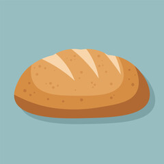 flat icon of bread with oval shape. delicious bread on blue background. breakfast bread