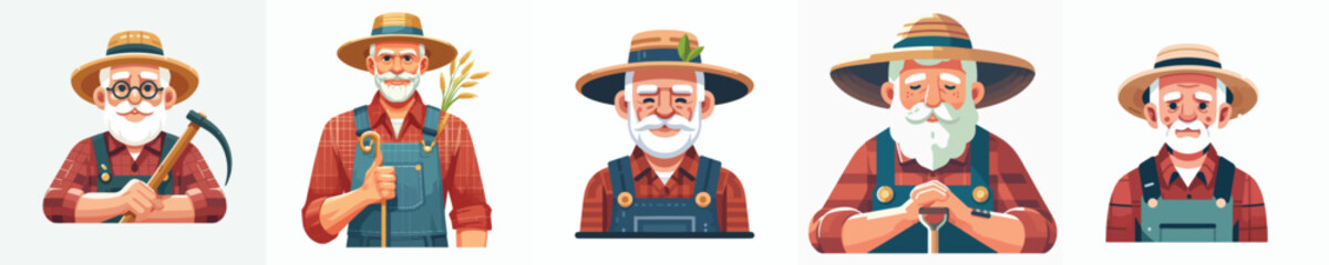 a collection of old farmers in vector
