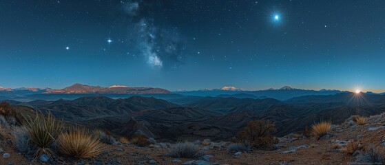 Milky Way over Mountain Range Sunrise