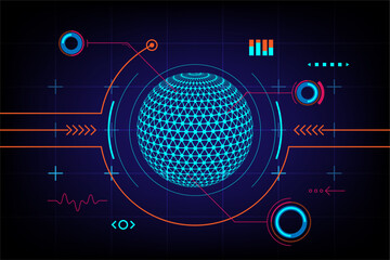 Abstract digital global world technology communication dashboard design concept