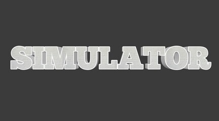 3D Text Rendering of the Word Simulator in Bold White Letters on a Dark Background