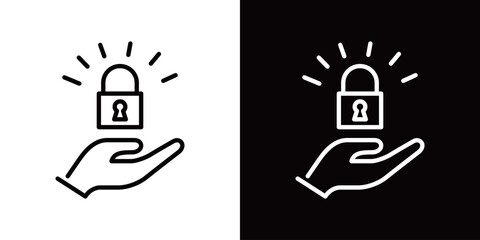 サイバーセキュリティのラインアイコン