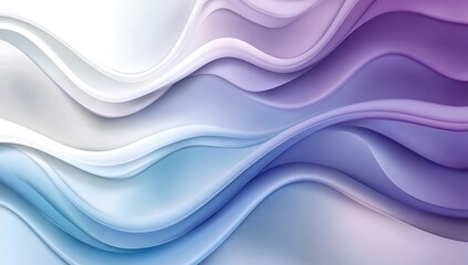 Obraz premium Smooth abstract background with layered paper-cut waves in shades of white, light blue, turquoise, blue, and purple, creating a soft and flowing texture.