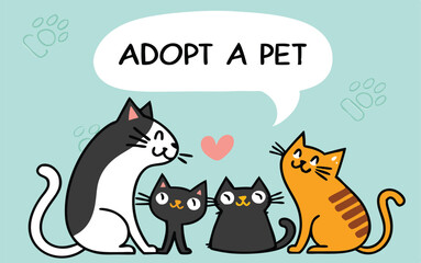 Adopt a Pet: Cute Cartoon Kittens & Puppies Looking for a Loving Home.