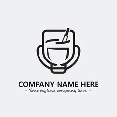Cup illustration black and white for logo company vector image
