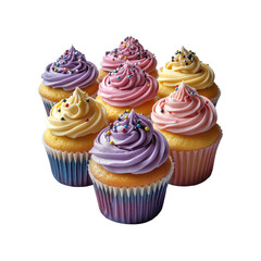 Colorful Cupcakes png isolated on transparent background