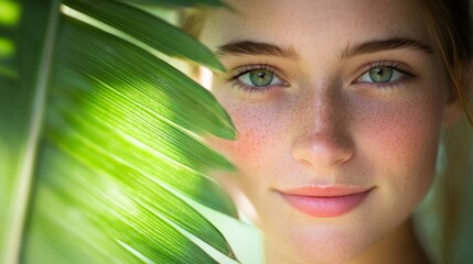Fototapeta premium Vibrant green leaf texture in close-up, showcasing nature's organic beauty and intricate details.