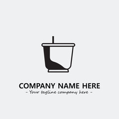 Cup illustration black and white for logo company vector image
