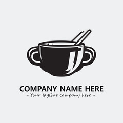 Cup illustration black and white for logo company vector image
