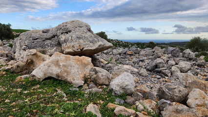 Along the Mediterranean coastline, at the foothills of the mountains in shrubland areas, various limestone formations present intriguing and beautiful rock shapes.
