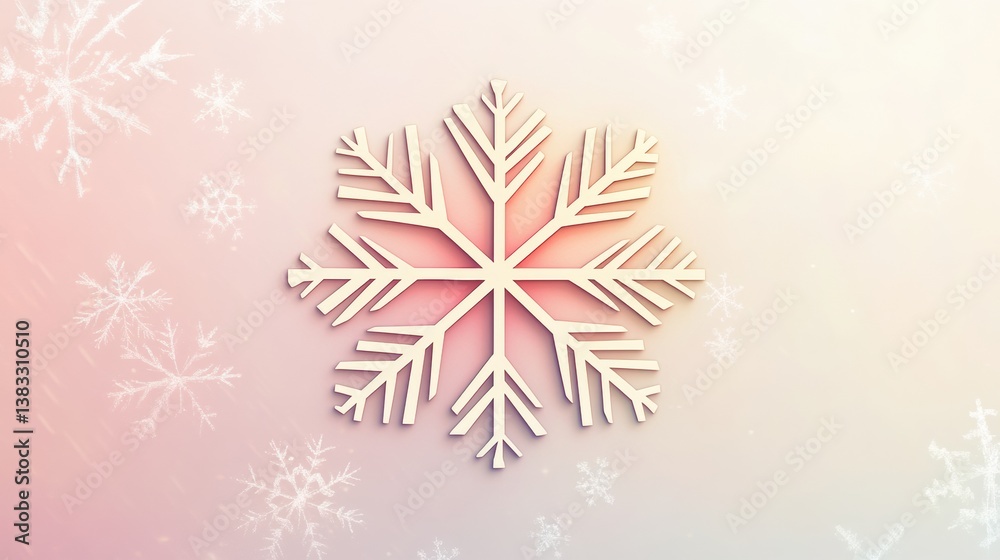 Aufkleber Geometric minimalistic snowflake logo on a soft gradient winter background creates a clean and modern festive aesthetic for the season