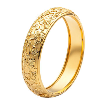 Burmese gold bangle with embossed floral design