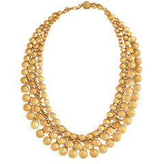 Obraz premium Kasu mala gold necklace with layered coin design from South India