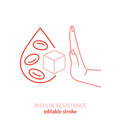 Insulin resistance icon. Outline symbol, line sign.
