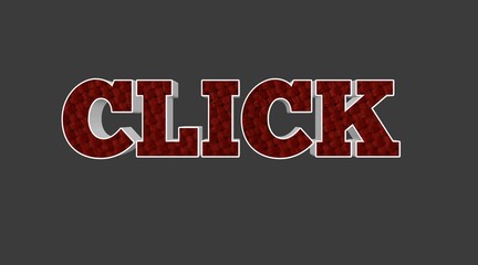 Bold Red Textured 'CLICK' Button on Dark Background