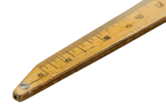 Vintage Wooden Measuring Tool Detail: Pointed Tip & Metric Markings