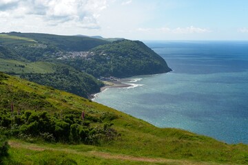 West Coast Path in Exmoor National Park in Devon England passing the Bristol Channel near Lynmouth