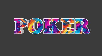 Colorful Poker Text Design on Dark Background
