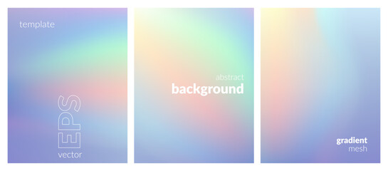 Abstract liquid background set. Gradient mesh. Effect bright color blend. Blurred fluid colorful mix. Modern design template for web covers, ad banners, posters, brochures, flyers. Vector EPS