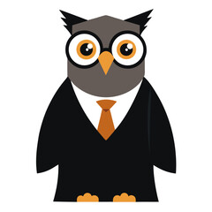 Fototapeta premium A wise owl in a professor’s robe and spectacles
