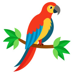 A vibrant macaw perched on a rainforest branch