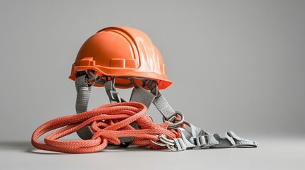Safety harness and equipment showcased, emphasizing workplace safety and professional preparedness.