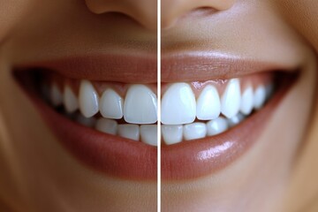Teeth show a significant change in brightness and alignment, demonstrating effective dental treatment's positive effect on appearance