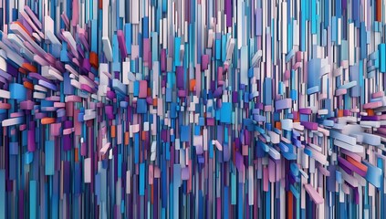 Obraz premium Colorful vertical shapes extend in various dimensions, creating a sense of movement and depth