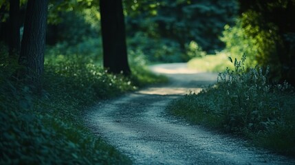 Obraz premium Two diverging forest paths: one overgrown, the other well-kept, symbolizing choices between tradition and progress.