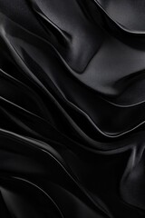 Obraz premium Black satin fabric forming dramatic waves background