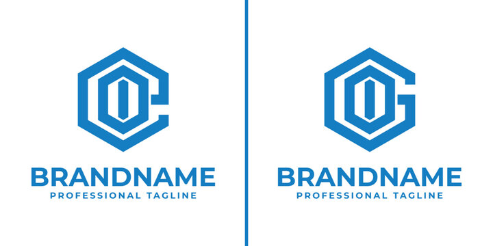 Letters EOI and GOI Hexagon Logo, for EOI, EIO, OIE, OEI, IOE, IEO, GOI, GIO, OIG, OGI, IOG, IGO initials