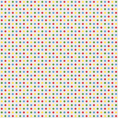 Polka dots design, white background, seamless repeat colorful dots pattern, gift wrap paper