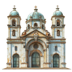 Obraz premium 3D front view illustration of the Church of Bonfim Brazil monument isolated on a white transparent background