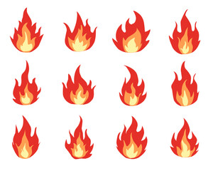 collection of fire flame icons in different styles. Perfect for UI design, warning signs, hot deals, gaming elements, fire hazards, animations, stickers, and digital art