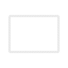 White rope rectangle frame. Blank string cord quadrilateral border. nautical, western, rustic vintage design element for logos, labels, and banners.