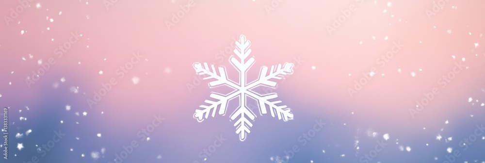 Poster elegant geometric snowflake logo on a soft gradient winter background creates a modern festive ambia