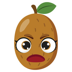 Funny kiwi character with expressive face and bold reaction, ideal for childrens products, fruit-themed projects, packaging, health campaigns, and educational content