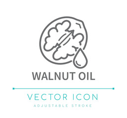 Walnut Oil Line Icon