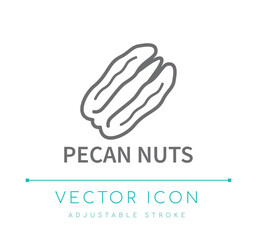 Pecan Nuts Line Icon