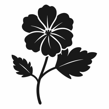 black hibiscus flower stem leaves clip art preview