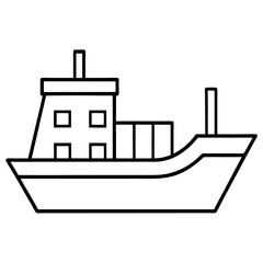 Cargo Ship Line Art Icon High-Quality Vector for Web & Graphic Design