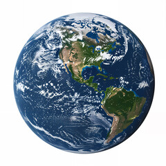 Planet Earth Globe from Space View showing Americas Isolated