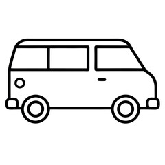 Minimalist Mini Van Line Art Icon High-Quality Vector for Digital & Print