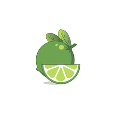 Fresh lime icon vector in green color. Lime fruit on white background isolated. lime slice