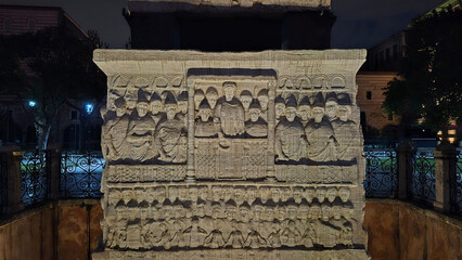 "sultanahmet, istanbul 01.04.2025: A photo of the historical obelisk in Istanbul Sultanahmet Square taken at night. newest. clean. no people."