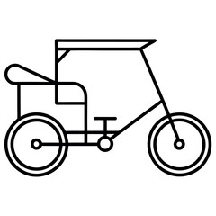  Detailed Bicycle Rickshaw Line Art Icon High-Quality Design for Graphics