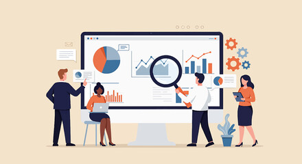 Fototapeta premium Business data analysis presentation with charts and graphs