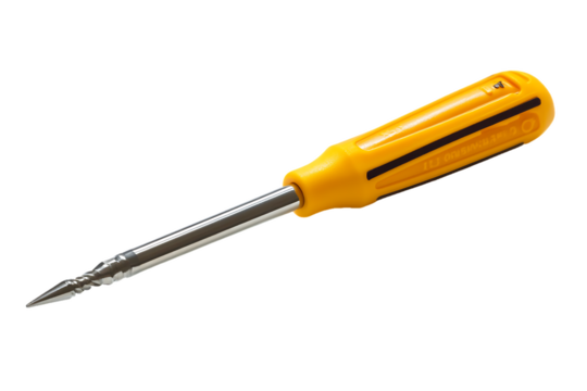 Yellow-Handled Precision Punch Tool with Tapered Tip on White Background
