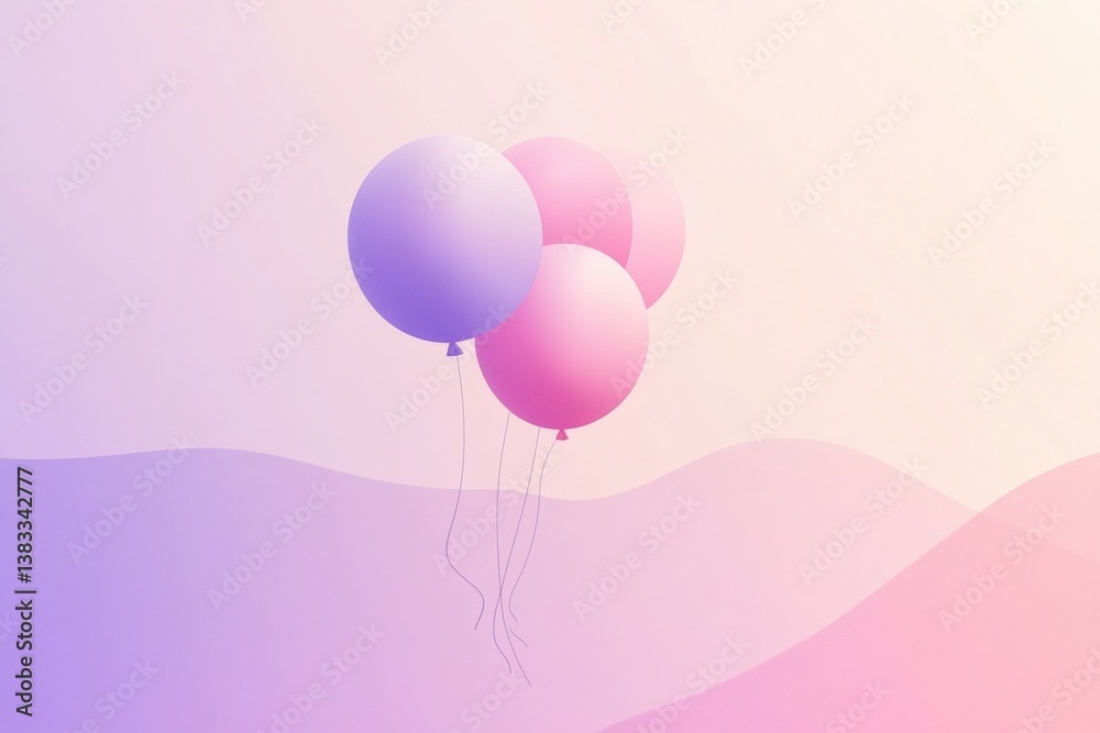 Aufkleber minimalist logo design featuring floating balloons with smooth gradients for a festive atmosphere su