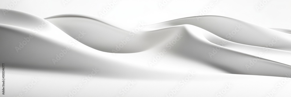Poster pure white snowy landscape with soft curves and calming shadows evokes tranquility and peace in a mi